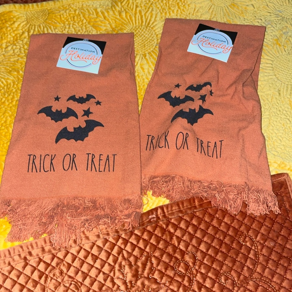 Pair of Halloween kitchen towel
